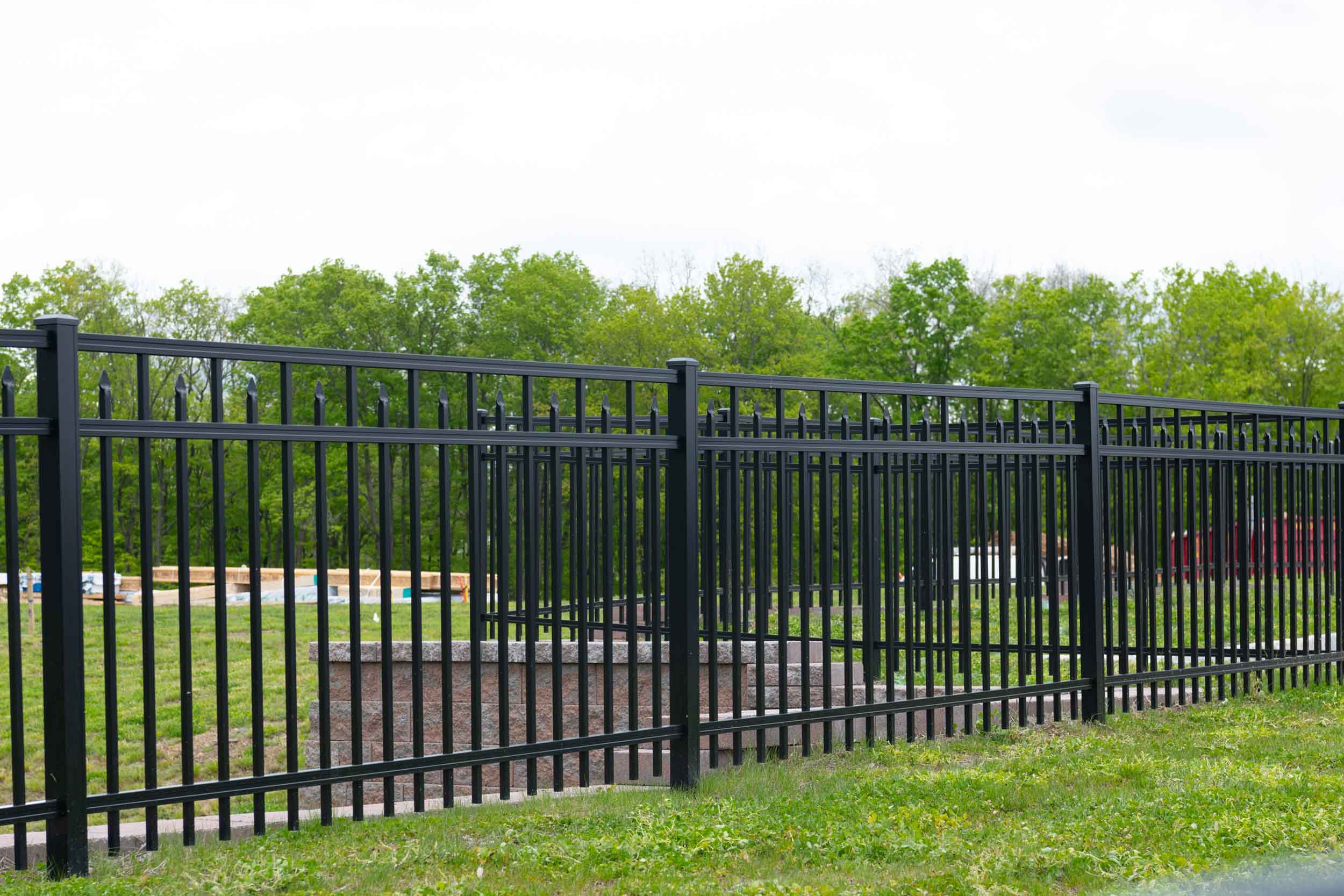 black iron security fence